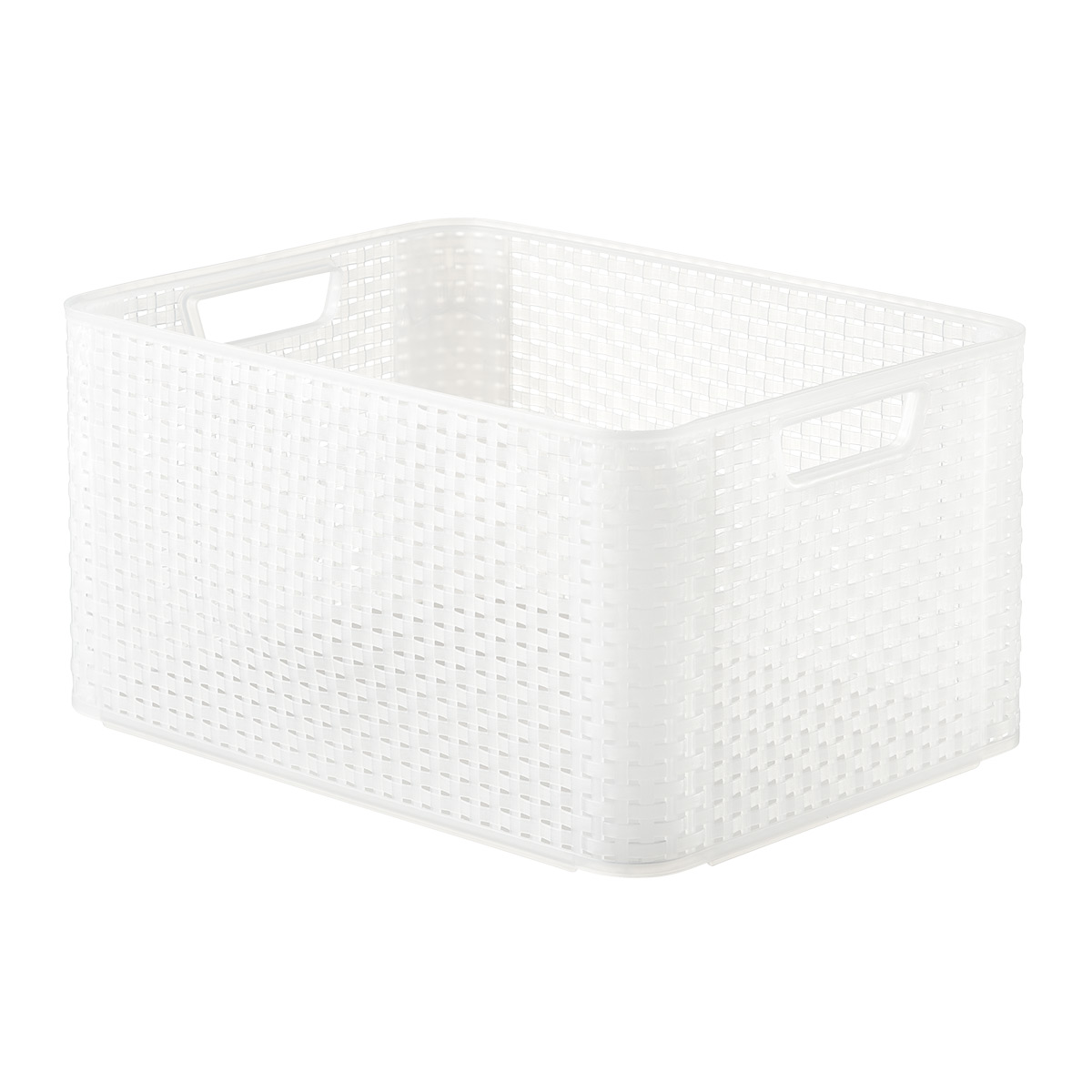 Curver White Basketweave Storage Bin with Handles