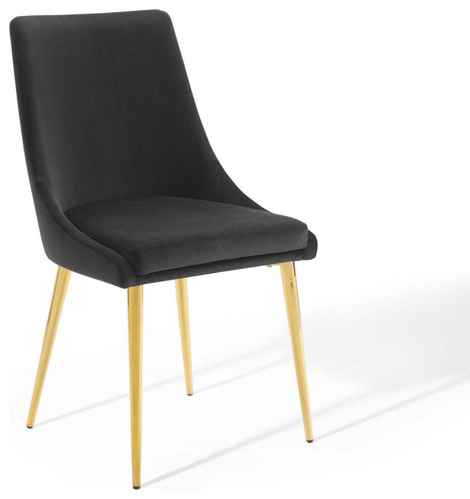 Modway Viscount 19 quotModern Performance Velvet Dining Chair in Black   Midcentury   Dining Chairs   by Kolibri Decor  Houzz