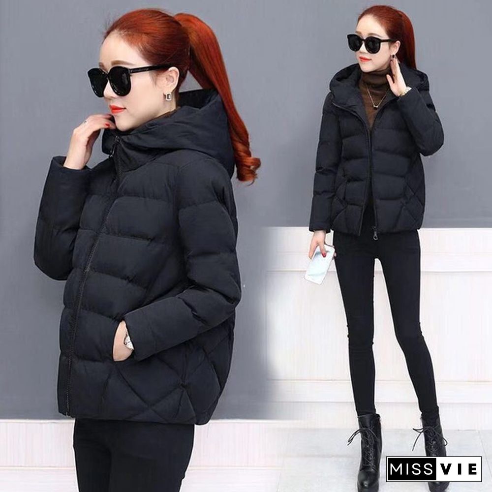 Women's Winter Jacket New Large Loose Hooded Cotton Padded Jacket Short Coat Cotton Padded Women's Winter Wear