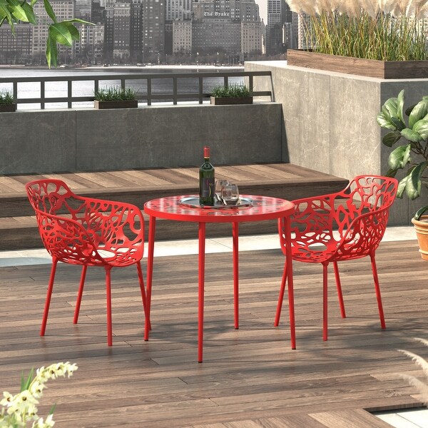 LeisureMod Devon Round Glass Top Aluminum Base Outdoor Dining Table