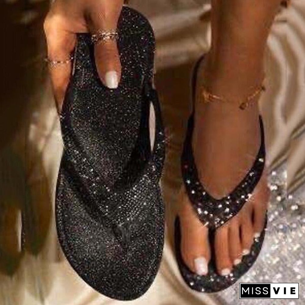 Women Casual Beach Flip Flops Slide Flash Bling Slippers