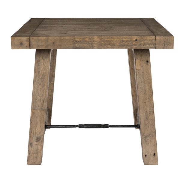 Handcrafted Reclaimed Wood End Table with Grains， Weathered Gray - 24 H x 26 W x 26 L Inches