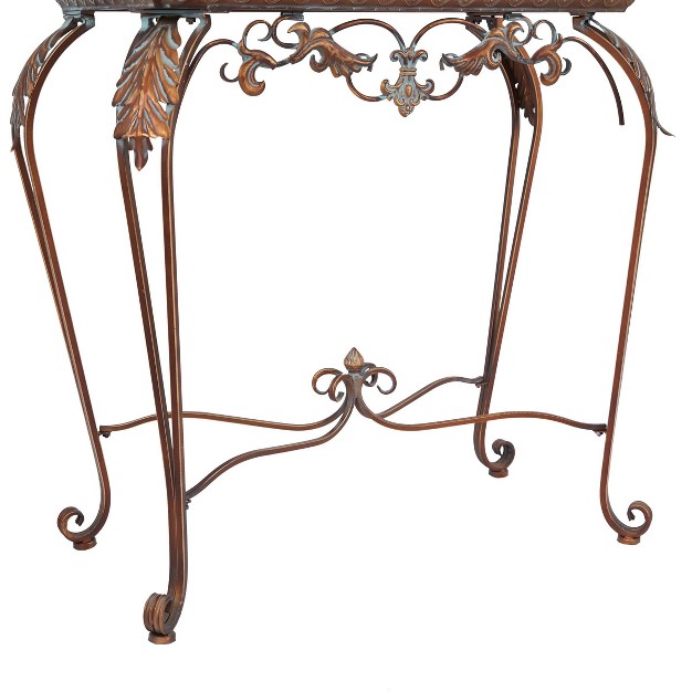 Set Of 2 Traditional Iron Console Tables With Mirror Bronze Olivia amp May