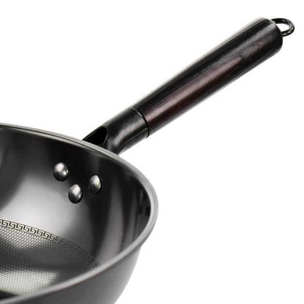 Gibson Home Debossed 13 Inch Heavy Gauge Carbon Steel Wok In Black