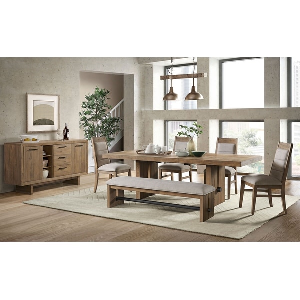 Landmark Backless Bench with 2 Legs， Weathered Oak