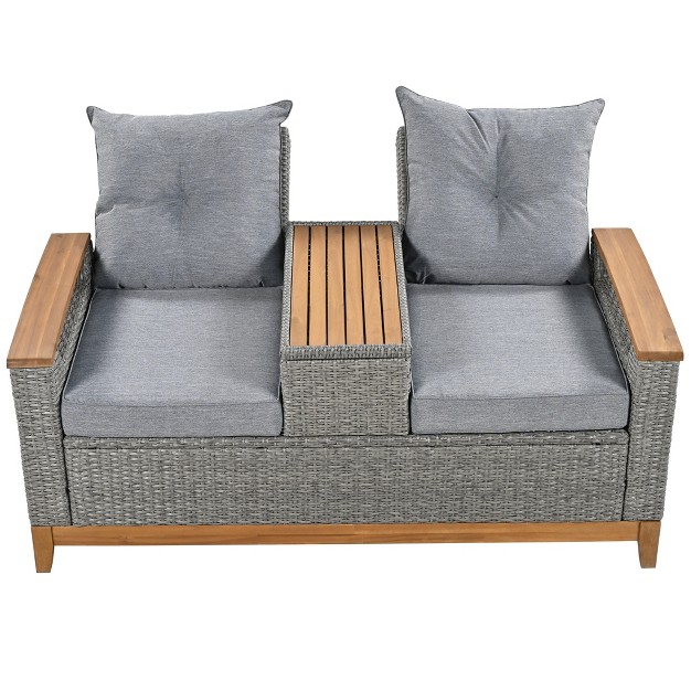 Outdoor Adjustable Loveseat Sofa With Armrests And Storage Space For Patio Pool And Balcony Etc Modernluxe