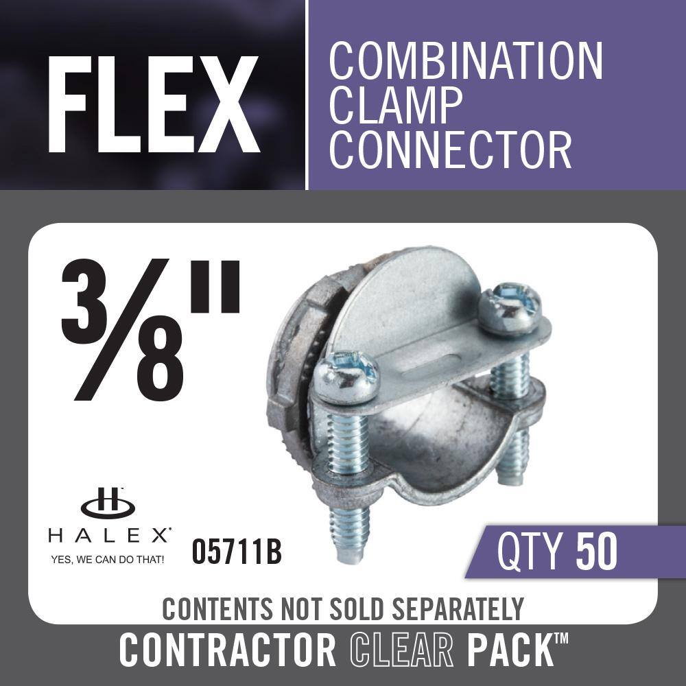 Halex 38 in. Standard Fitting Metal Conduit (FMC) Clamp Combination Connector (50-Pack) 05711B