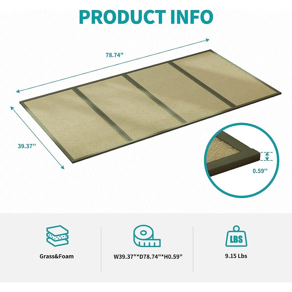 Mixoy Grass Futon Mattress Folding Floor Bed suitable for Chinese Style Cozy Tatami Grass Mat