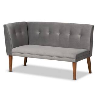 Baxton Studio Stewart Grey and Walnut Brown Dining Sofa Bench 214-11699-HD