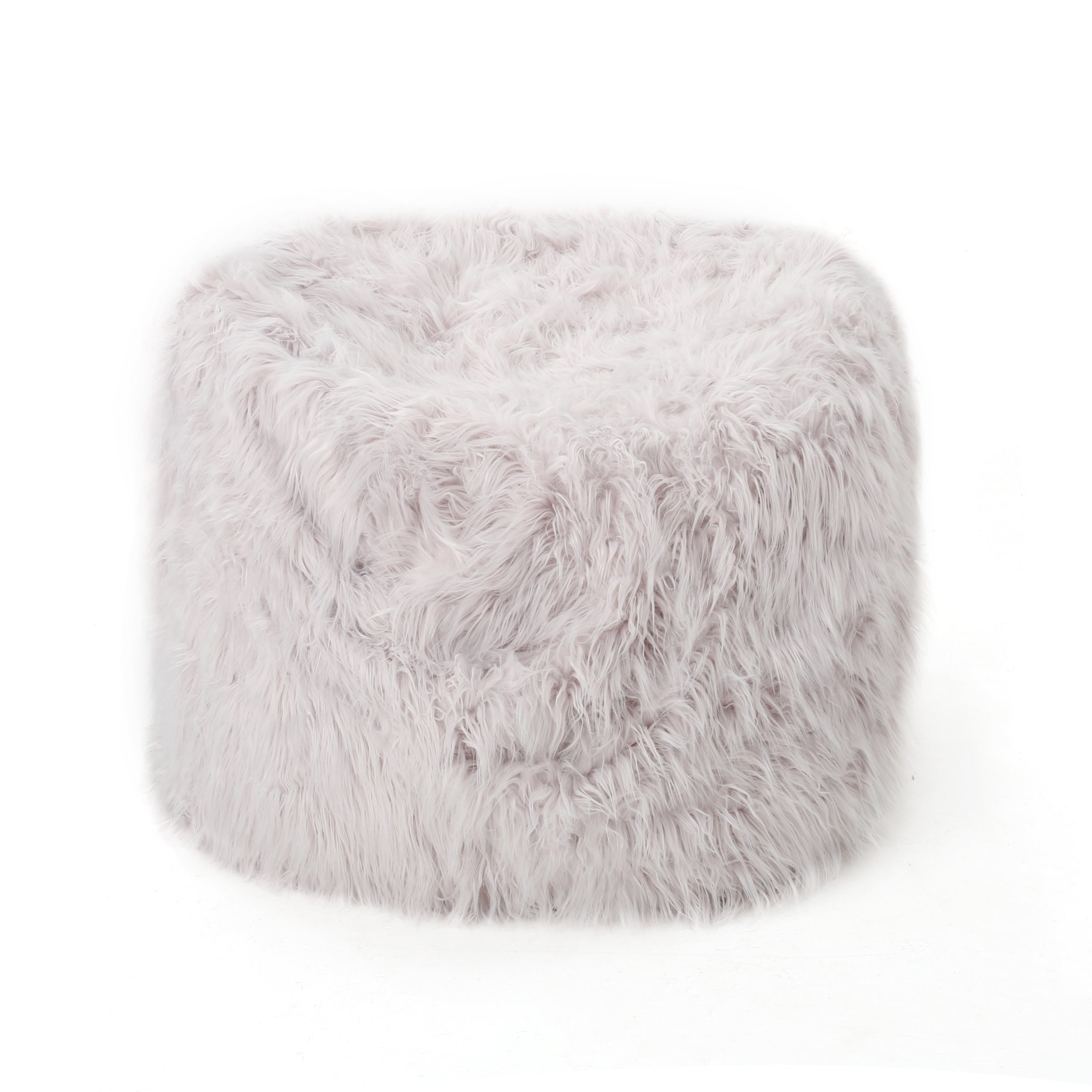 Noble House Rubani 5 ft Long Faux Fur Bean Bag Chair, Lavender