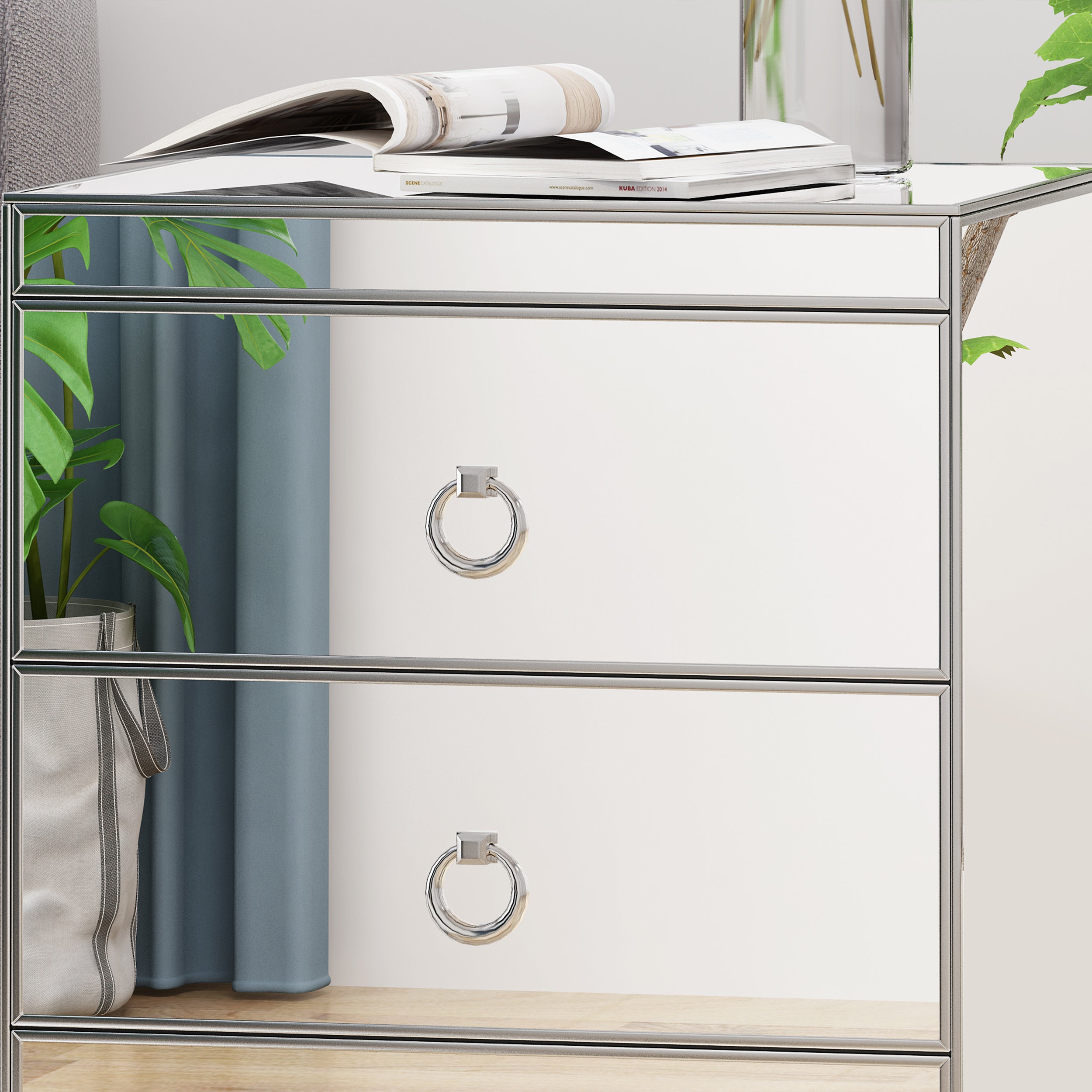 Hedy Modern Mirrored 3 Drawer Cabinet