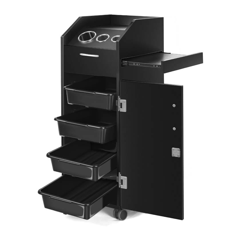 Salon Rolling Trolley Cart with 4 Drawers Lockable, Mobile Beauty Station Hairdressing Storage Cart for Salon Spa Manicure