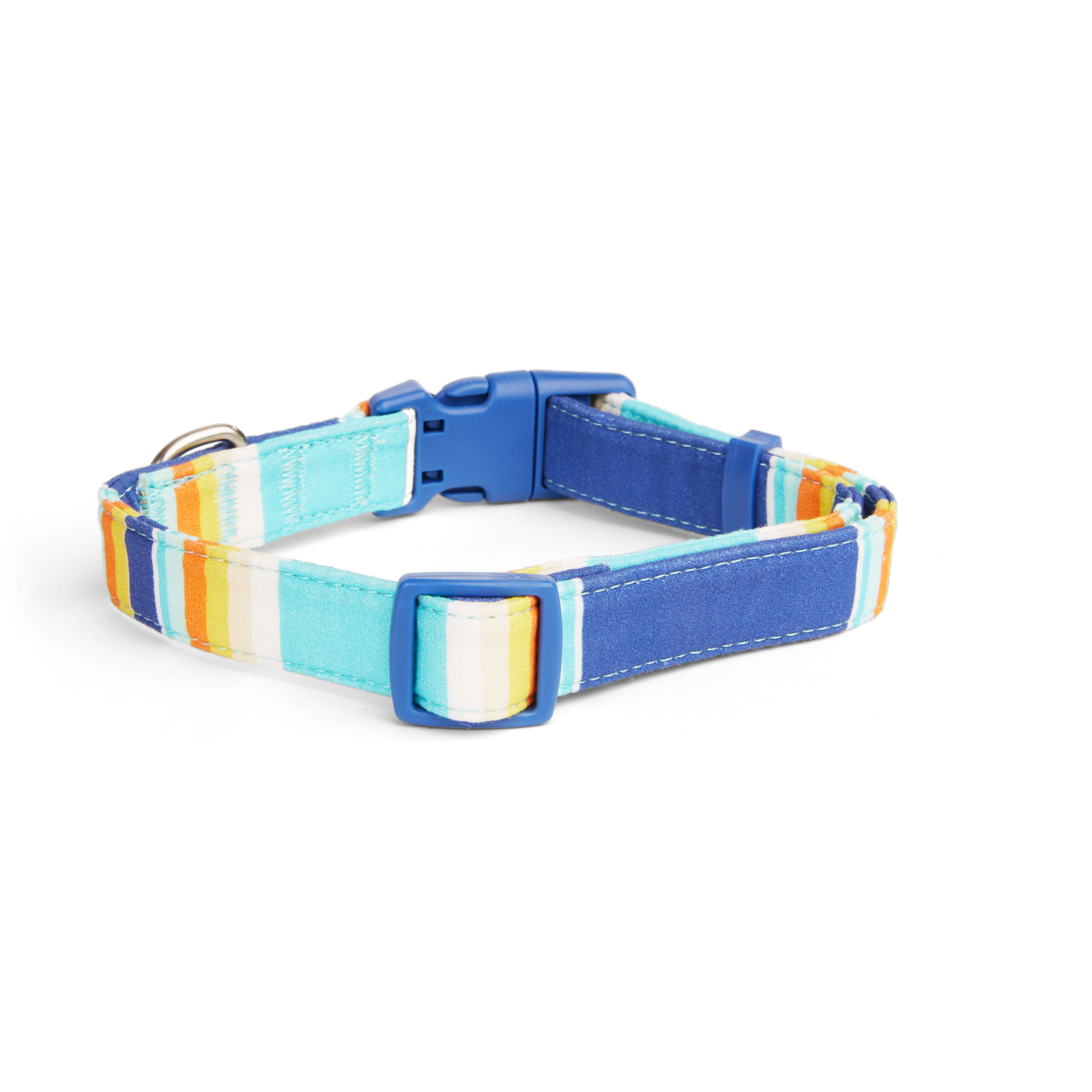 YOULY Blue/Orange Stripe Dog Collar， Small