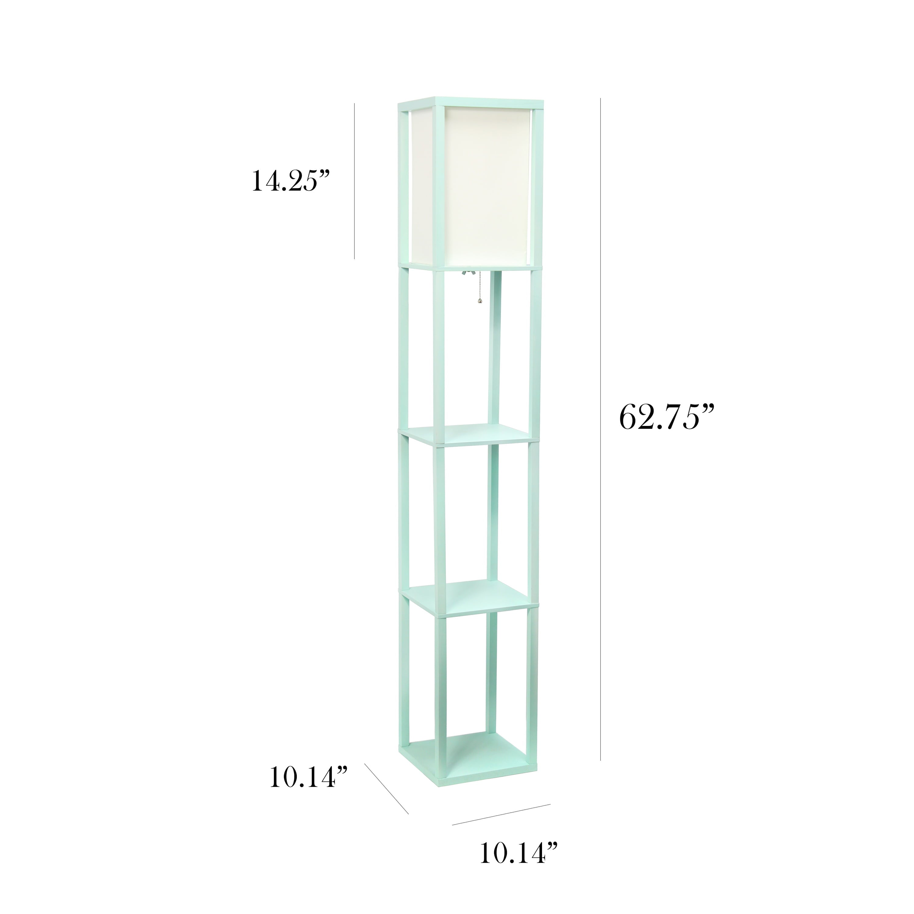 Simple Designs Floor Lamp Etagere Organizer Storage Shelf with Linen Shade, Aqua