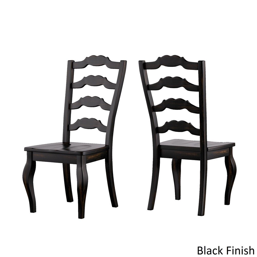 Eleanor Black Round Solid Wood Top 5 Piece Dining Set   French Ladder Back by iNSPIRE Q Classic