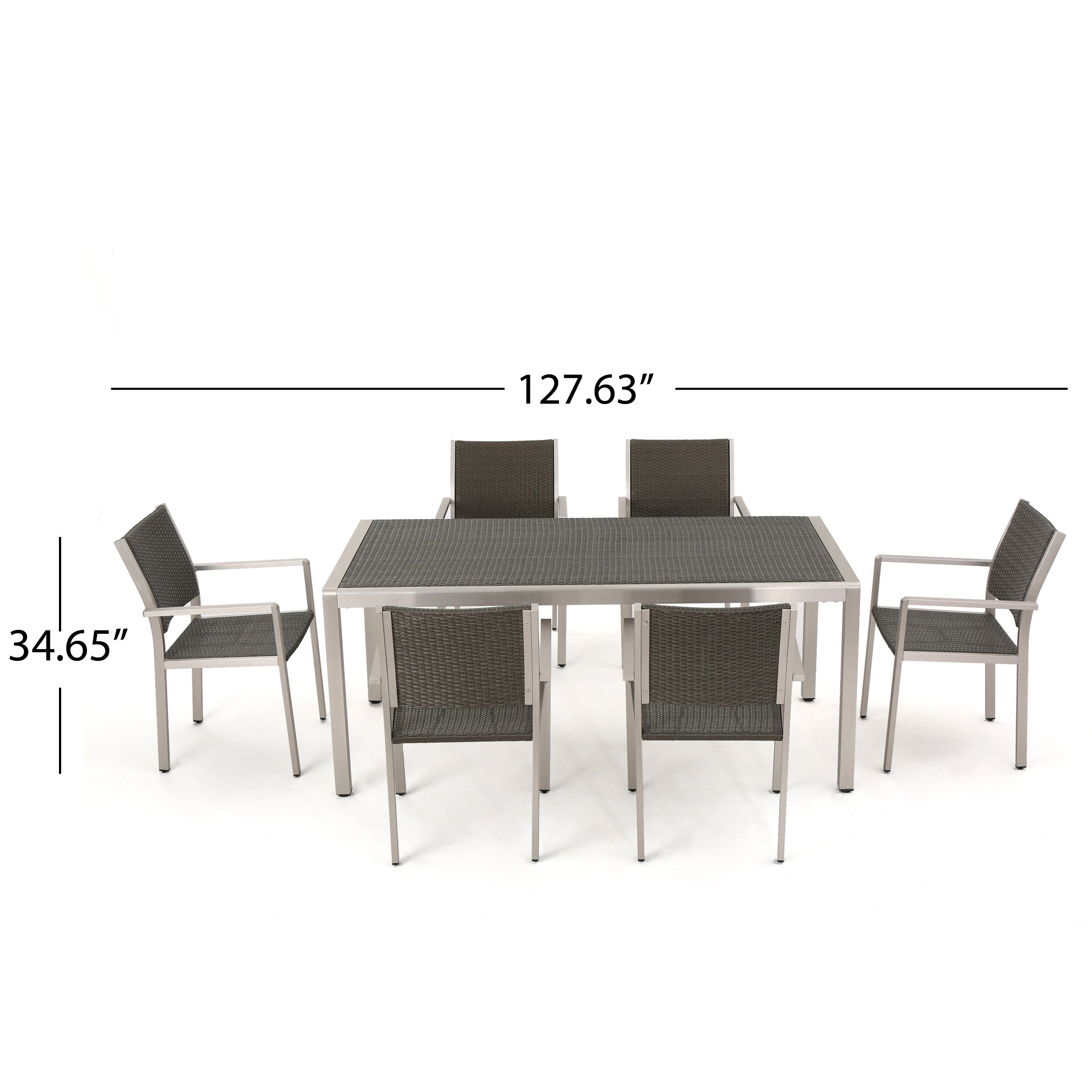 Coral Bay Outdoor 7Pc Aluminum Dining Set w/ Wicker Top