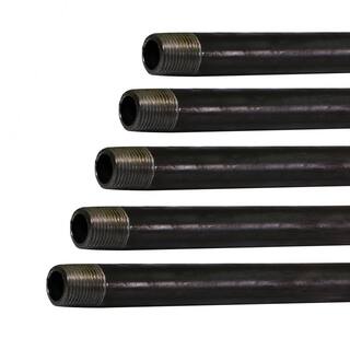 The Plumber's Choice 1-12 in. x 6 ft. Black Steel Pipe (5-Pack) 1572PBL-N-5