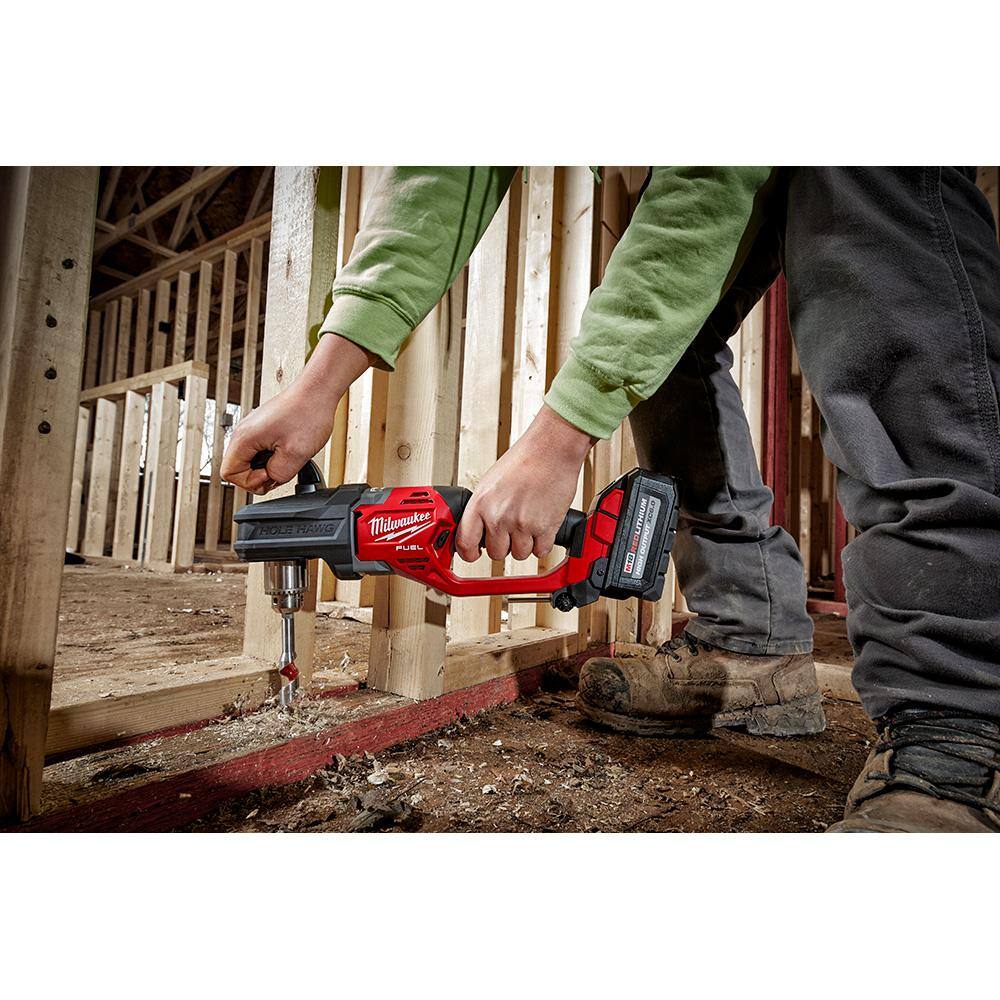 MW M18 FUEL GEN II 18-Volt Lithium-Ion Brushless Cordless 12 in. Hole Hawg Right Angle Drill with M18 FUEL Hackzall 2807-20-2719-20