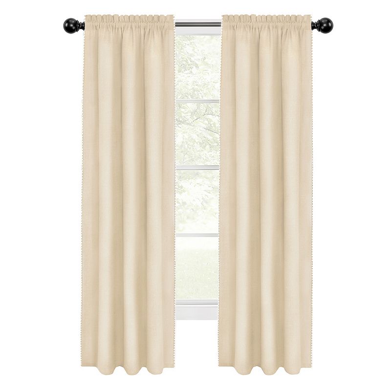 Kate Aurora 2 Piece Hamptons Coastal Living Textured Semi Sheer Rod Pocket Curtain Panels