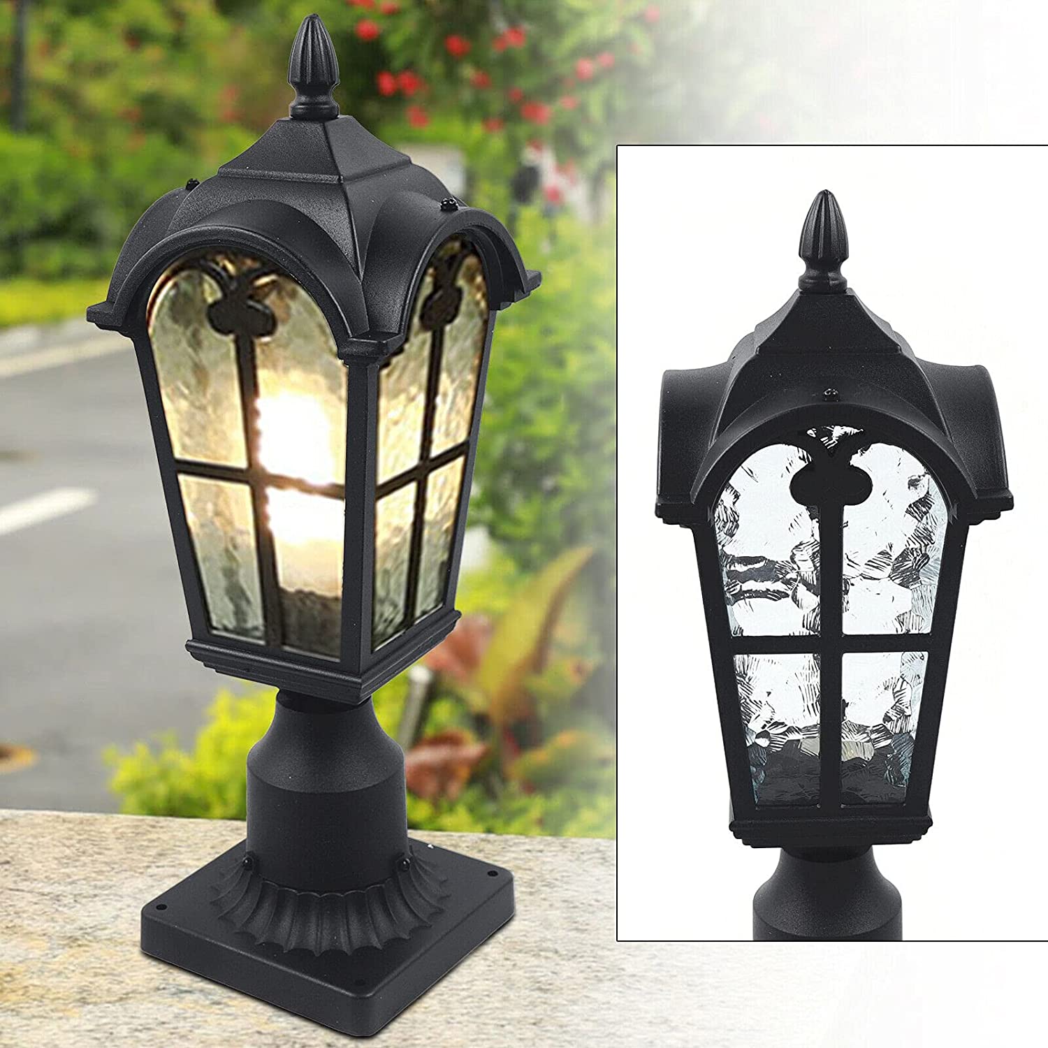 Fetcoi Outdoor Post Lamp Pole Lighting Waterproof Lantern Lighting Fixtures