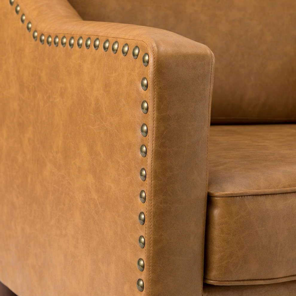 Vegan Leather Armchair With Sloped Arms Set of 2   Midcentury   Armchairs And Accent Chairs   by Karat Home  Houzz