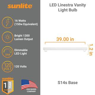 SUNSHINE LIGHTING 39-in. 150-Watt Equivalence Integrated LED Dimmable White Strip Light HD53155