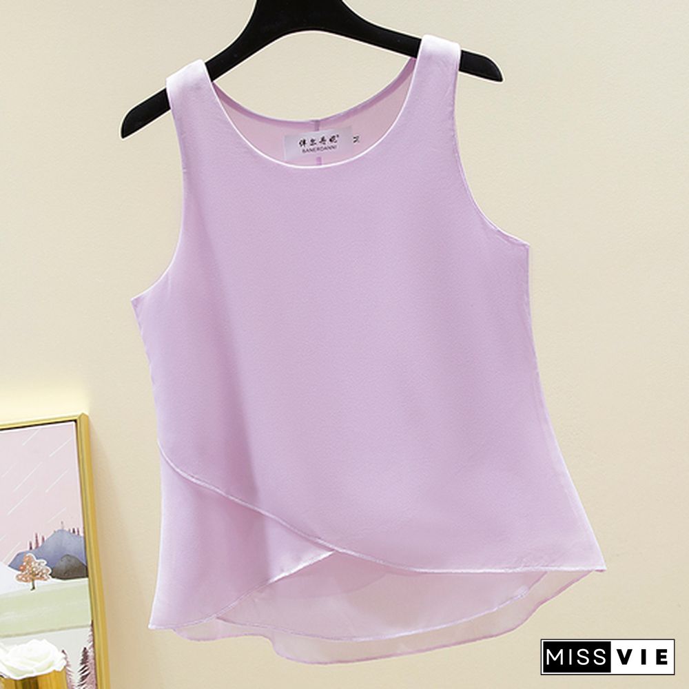 New Arrival Fashion Ru Brand Summer Sleeveless Chiffon Shirt Tops Loose Large Size Slim Casual Womens Shirts Bottoming Camisole