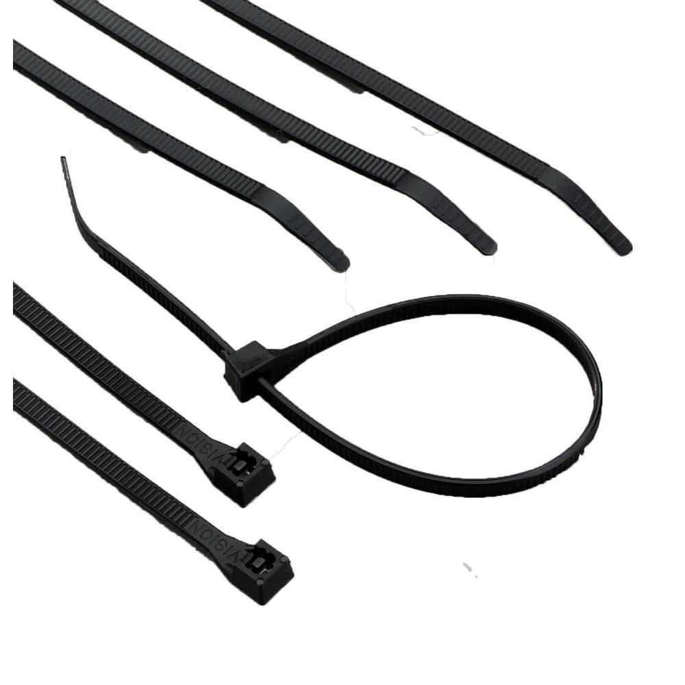 Commercial Electric 4 in. UV-Resistant Black Cable Ties (40-Pack) 295729