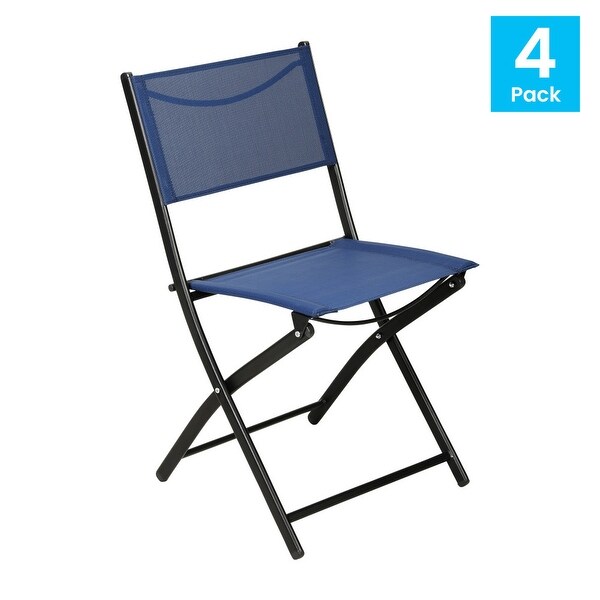 4 Pack Commercial Outdoor Flex Comfort Folding Chair with Metal Frame