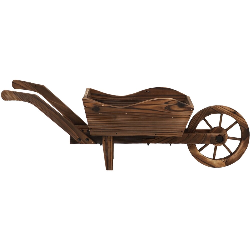 Wooden Decorative Wheelbarrow Garden Flower Planter   35\