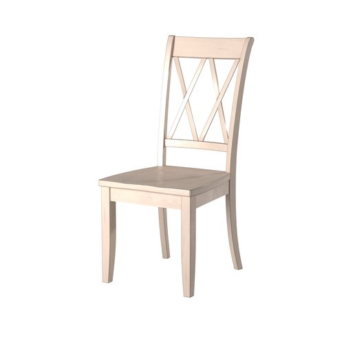 Casual White Finish Side Chairs Set of 2 Pine Vene...