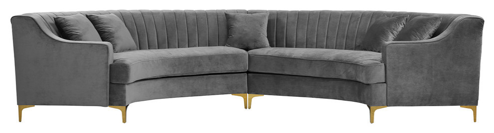 Jackson Velvet 2 Piece Sectional   Contemporary   Sectional Sofas   by Meridian Furniture  Houzz