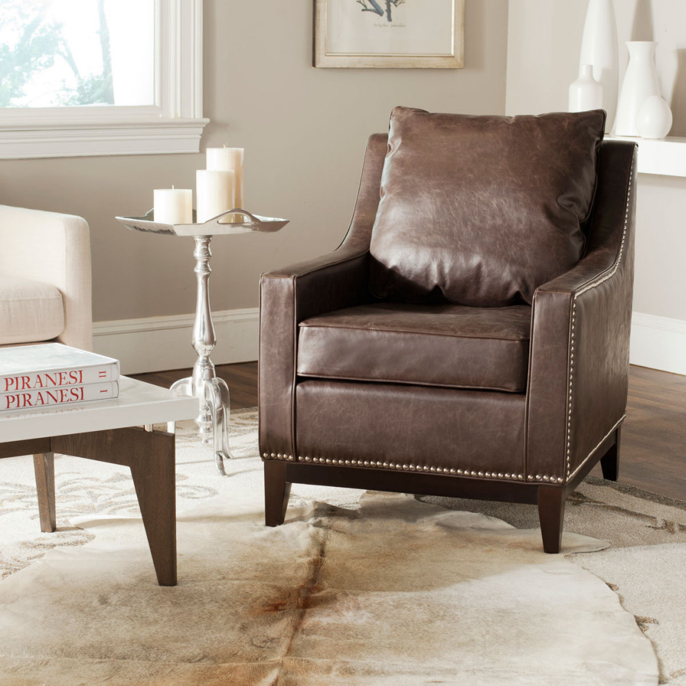 Dixon Club Chair Antique Brown   Transitional   Armchairs And Accent Chairs   by AED Luxury Home Decor  Houzz