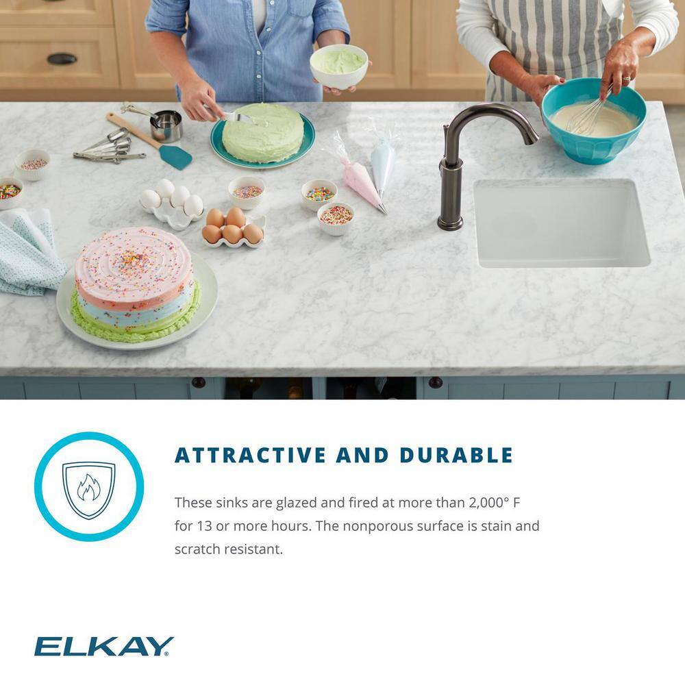 Elkay White Fireclay 16 in. Undermount Bar Sink SWU1517WH