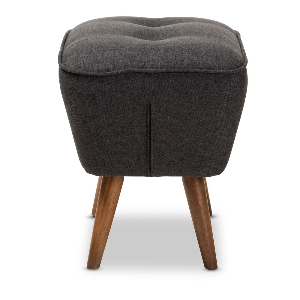 Mid Century Fabric Upholstered Ottoman by Baxton Studio