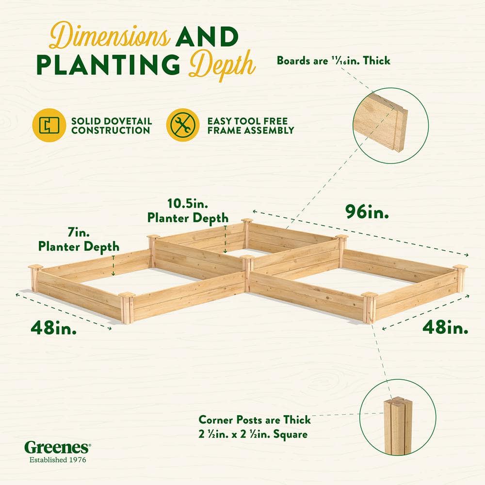 Greenes Fence 4 ft. x 12 ft. Two Tiers Original Cedar Raised Garden Bed RC4T4S24B