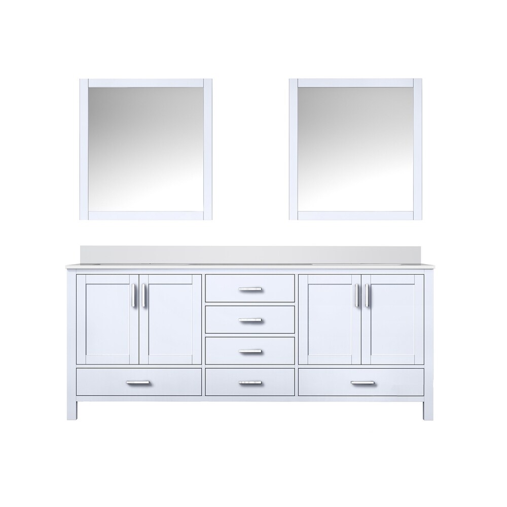 Jacques 80 in. W x 22 in. D White Double Bath Vanity  White Quartz Top  and 30 in. Mirrors