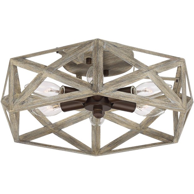 Wide Painted Gray Bronze 6 light Hexagon For Bedroom