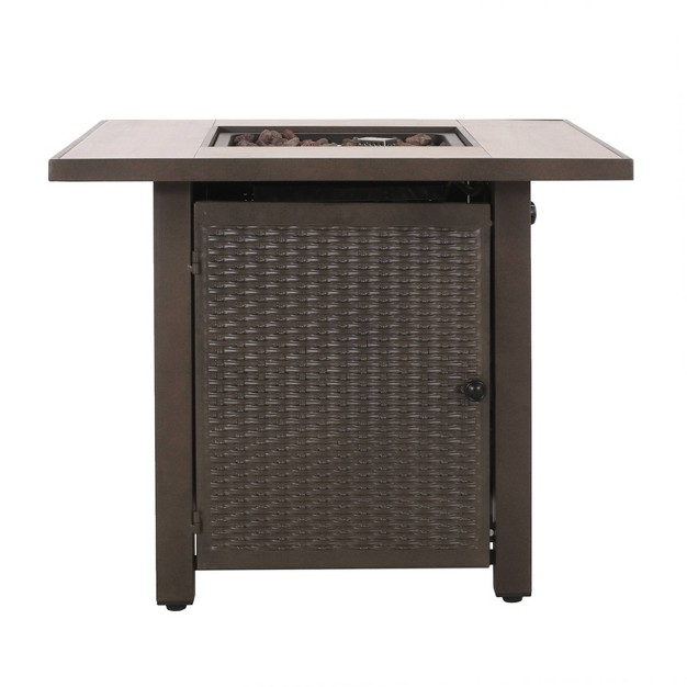 Baton Outdoor 40000 Btu Iron Square Fire Pit Dark Brown brown Christopher Knight Home