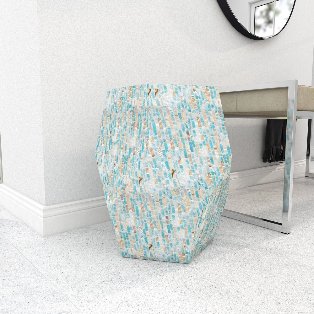 Grey Shell Contemporary Accent Table 16 x 16 x 16