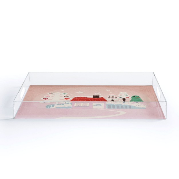 Showmemars Festive Winter Hut In Pink Acrylic Tray deny Designs