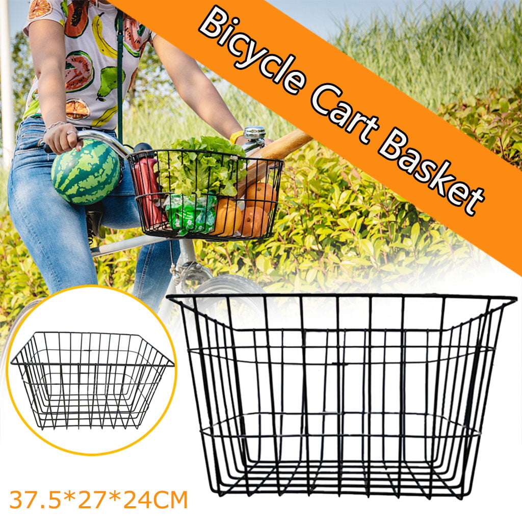 Pompotops Student Rear-mounted Bicycle Basket Electric Car Iron Vegetable Basket Car Baske