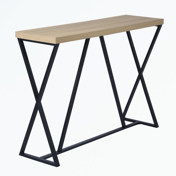 Wood Rectangle Console Table with Metal Frame