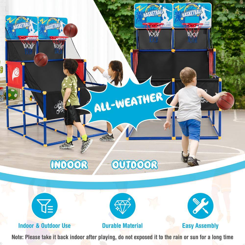 Costway Kids Dual Shot Basketball Arcade Game with 4 Balls Pump Easy Quick Assembling Gift SP37889