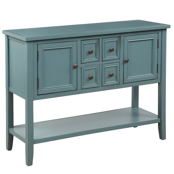 Cambridge Series Buffet Sideboard Console Table with Bottom Shelf (Dark Blue)，Narrow for Entryway， Living Room， Hallway - 46