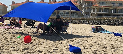 EZthings Sun shade Protection Beach Tents - Lightweight Tent Canopy with Sandbag Anchors (Royal Blue， 8.2 ft x 5 ft - 5.4 ft Tall)