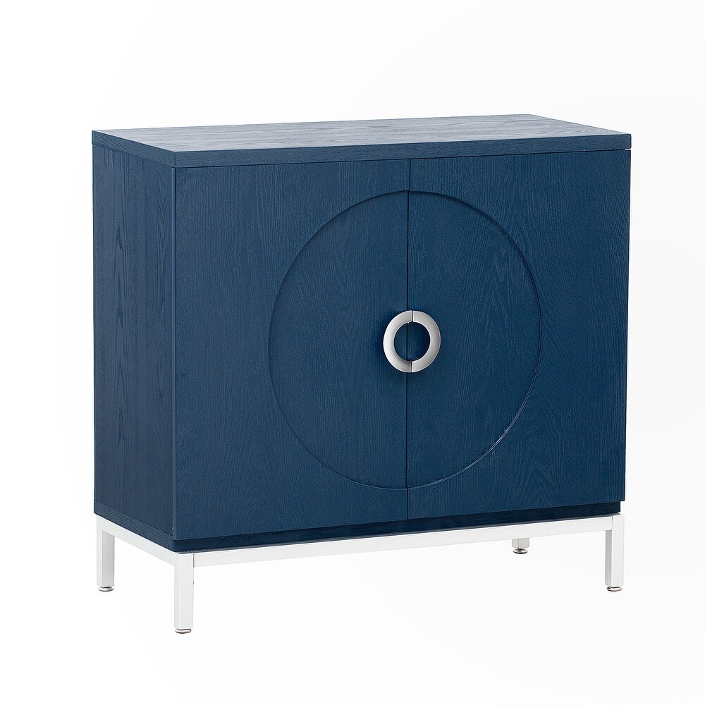 Accent Cabinet with Solid Wood Veneer and Metal Leg Frame