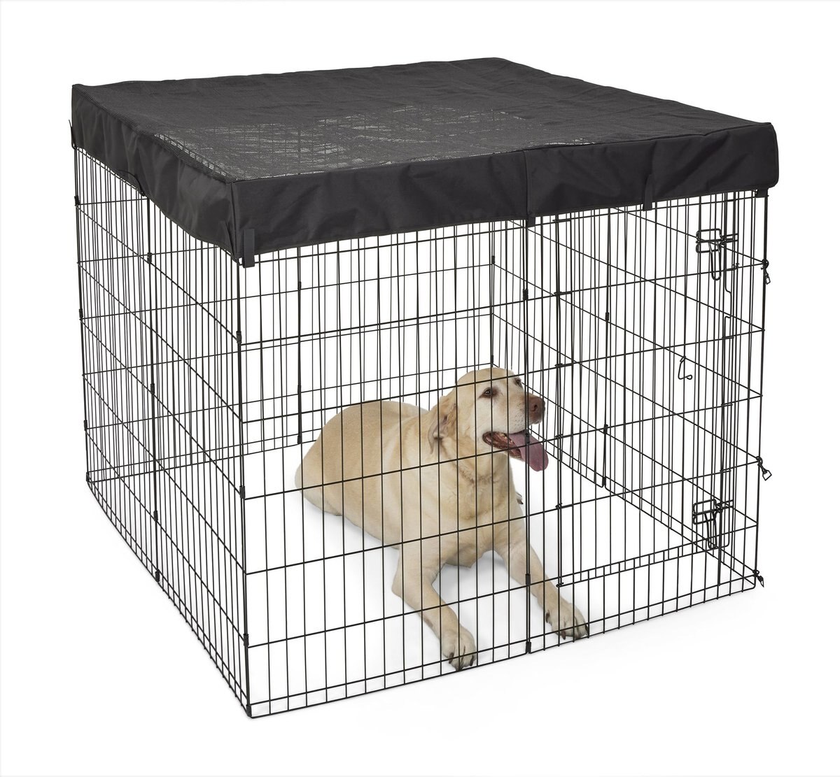 MidWest Exercise Pen Top Fabric Mesh Sunscreen Accessory， Square Configuration， Black