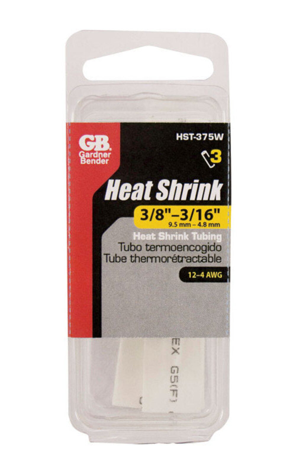 HEAT SHRK TUBE WHT3/8PK3