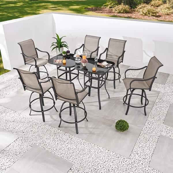 Patio Festival 6Person Outdoor Bar Height Swivel Bistro Dining Set